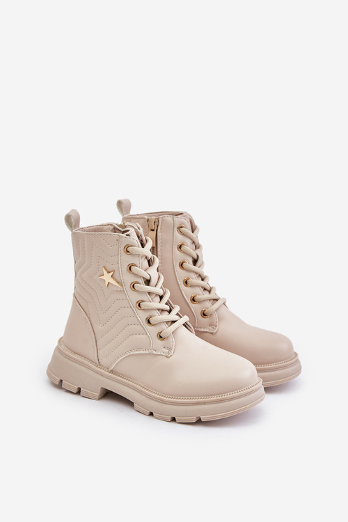 Kids' Glossy Lined Boots with Black-Pink Decoration Bunnyjoy