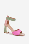 Elegant Women's Heeled Sandals Pink-Green Rosazara