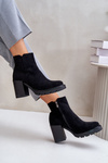 Eco Suede Ankle Boots On Heel Black Cediona