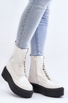 Women's White Patent Leather Boots with Chunky Sole Movana