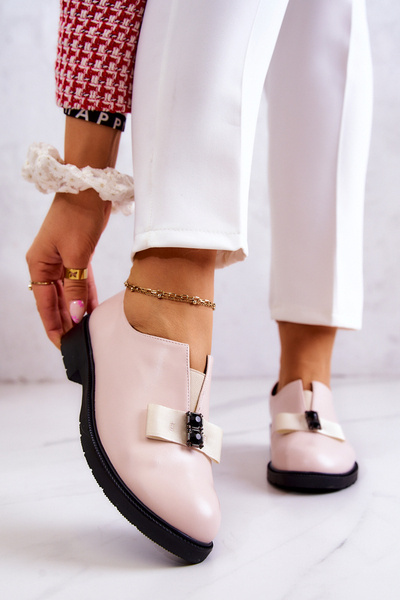 Półbuty Damskie Wsuwane Ozdoba Beżowe Janelle