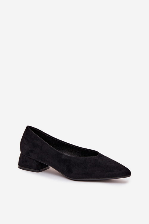 Block heel pumps with eco suede black Karielle