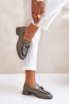 Lacquered Women's Loafers On A Block With Decoration Artiker 55C0412 Gray