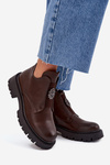 Insulated Low Women's Ankle Boots With Decoration On Zipper Brown Lavira