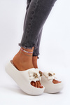 Women's White Foam Flip Flops with Bow Salessa