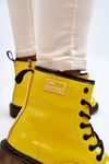 Botki Damskie Lakier Ocieplane Żółte GOE II2N4054