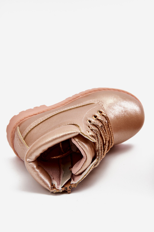 Children's Trappers Boots Warmed Pink Gold Dexter