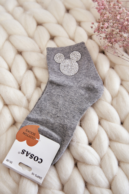 Women's Cotton Socks With Cubic Zirconia Cosas Grey