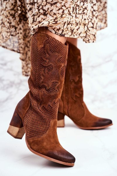 Women’s Boots On High Heel Leather Cognac High Rosemary