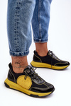 Buty Sportowe Damskie Skóra Maciejka 06295-01 Czarno-Żółte