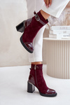 Women's Insulated Heeled Boots With Decorative Buckle MR880-085 Bordeaux D&A