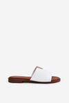 Womens Eco Leather Slippers On Flat Heel White Maliha