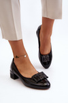 Black Patent Court Shoes with Block Heel Ilvanna