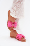 Women's Flat Sandals With Tulle Bow Fuchsia Tanira