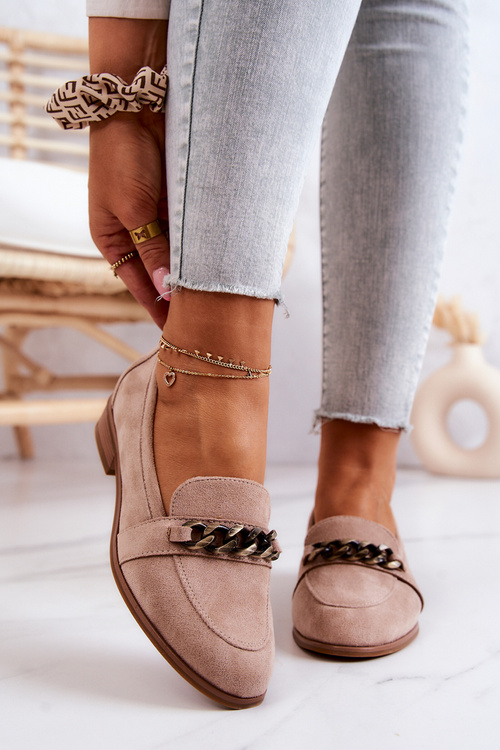 Półbuty Mokasyny Zamszowe Beżowe Yasmin