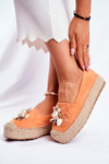 Espadryle Damskie Na Platformie Lniane Pomarańczowe Denver