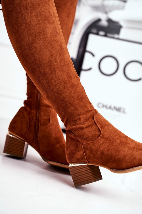 Women's high boots over the knee eco-suede camel Can't Stop