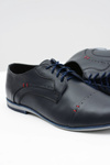 Elegant Men's Leather Half Boots Isacco Navy Blue