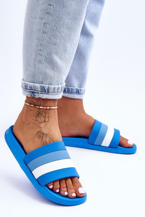 Women's Striped Slippers Navy Blue Vision