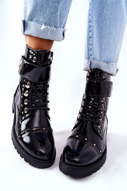 Insulated Lacquered Boots Black Colira