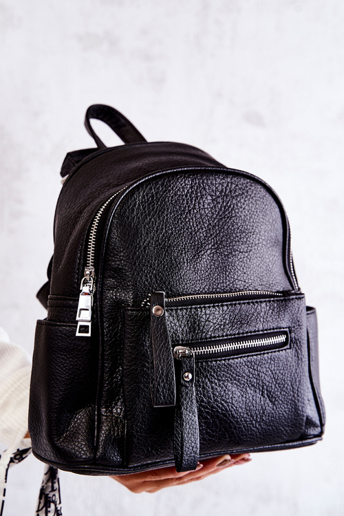 Leather Backpack Black Karlee