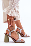 Leather Sandals On Heel Maciejka 06029-24 White-Green