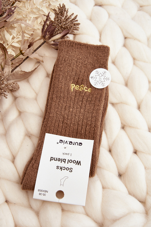Women's Warm Socks With Brown Logo
