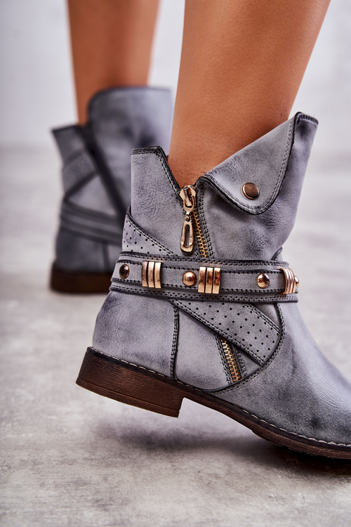 Women's High Boots With Ornaments Blue Alisa