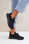 Buty Sportowe Wsuwane Siateczkowe Damskie Czarne Harice