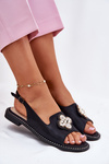 Ladies Sandals On Flat Heel With Decorative Detail S.Barski KV51-080 Black