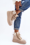 Lined Boots Trappers on Thick Sole Light Beige Ralotta