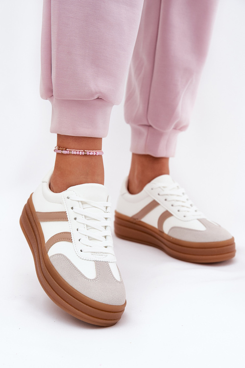 Damskie Sneakersy Na Platformie Białe Tolianna 