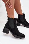 Women's Chelsea Boots on Block Heel Black Luvina