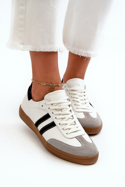 Zazoo N1068 Leather Low Women's Sneakers White