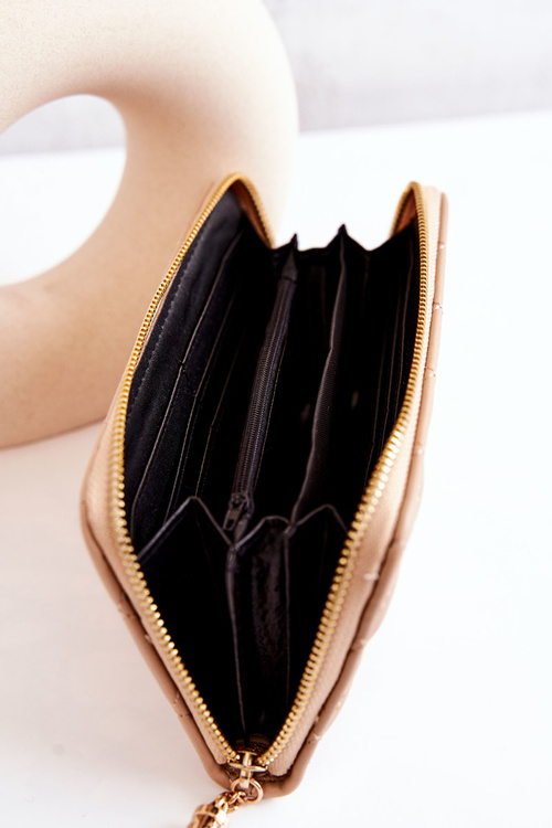 Large Fringed Quilted Wallet Beige Selley