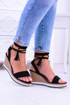 Women's Black Platter Anchor Sandals