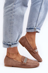Women's Moccasins with Zircons Light Brown Ralrika