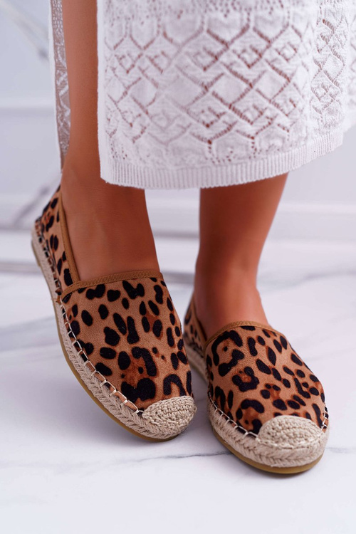 Espadryle Damskie Wsuwane Zamszowe Leopard Jungle