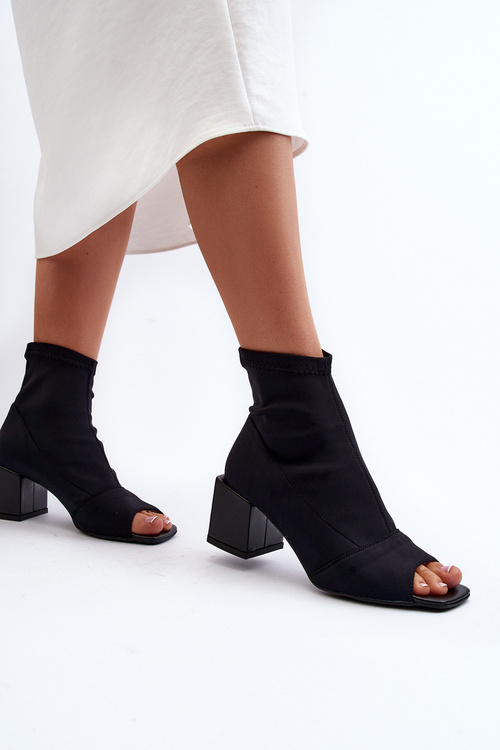 Botki Na Obcasie Odkryte Noski Czarne Zazoo 2876
