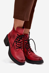 Women's Leather Ankle Boots with Block Heel Insulated Vinceza 39950 Red