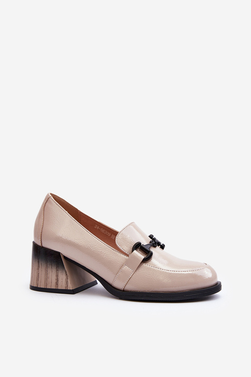 Beige Patent Leather High Heel Shoes Nireva