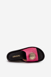 Zazoo 2920 Leather Women's Wedge Sandals With Gold Detail Fuchsia