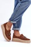 Women's Suede Shoes On Platform With Decoration Brown Lewski 3398