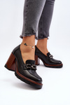 Pumps on Chunky Heel with Ornament Black Oradna