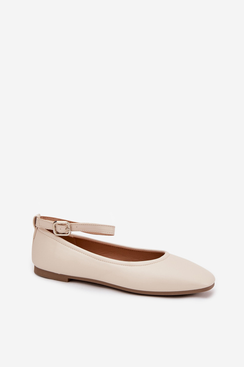 Women's Ballerinas with Strap and Buckle Beige Janelor