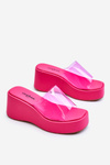 Women's Transparent Wedge Slippers Fuchsia Eliane