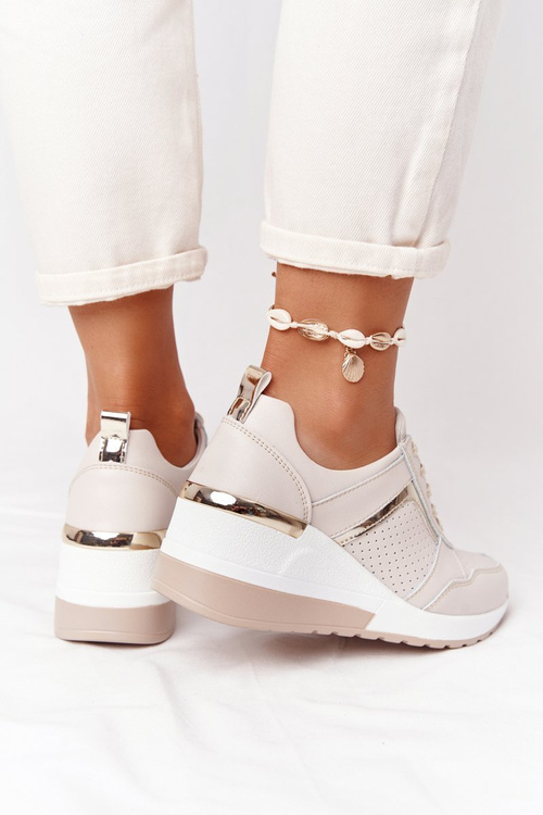Leather Wedge Sneakers S.Barski Beige