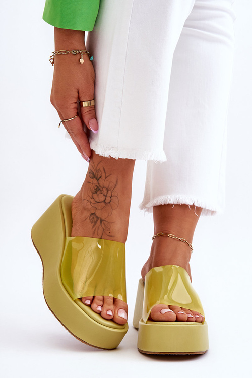 Women's Transparent Wedge Slippers Light green Eliane