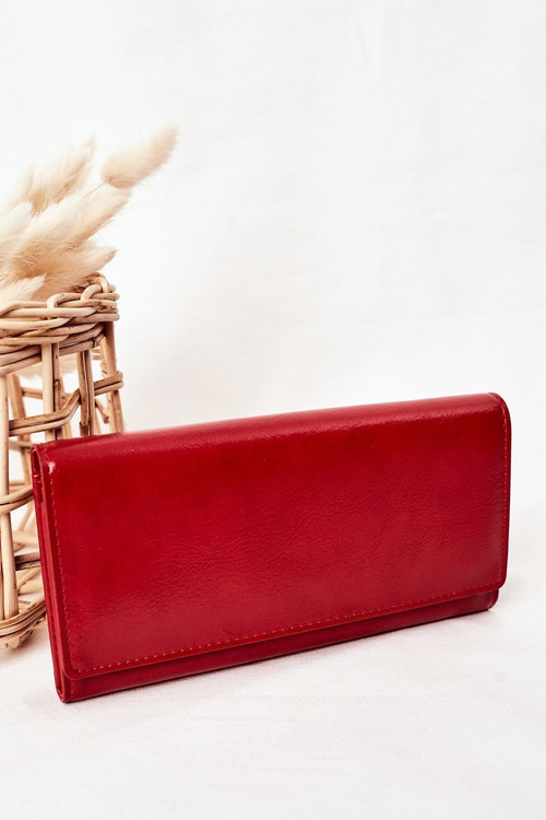 Large Women's Wallet With A Magnet Red