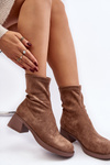 Women's low heeled ankle boots brown Aphroteia